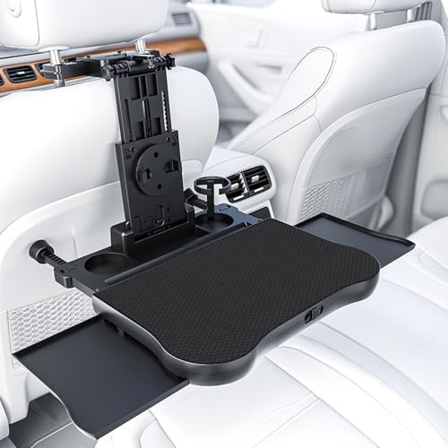 RATSTONE Mesa De Coche,Mesa De Asiento Trasero Plegable Multifuncional,Manteles Plegable Para Coche Con Portavasos y Bandeja,Desmontables,Para Niños,Viajes,Trabajo,Comidas (Capacidad De Carga 20 Kg)