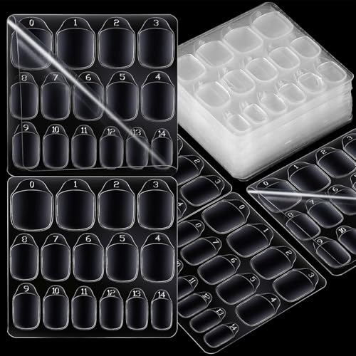 Zegnuem Doppelseitige Nagelklebepads in 15 Größen, 40 Blätter Transparente und wasserbeständig Klebetabs für Maniküre und Nageldesign
