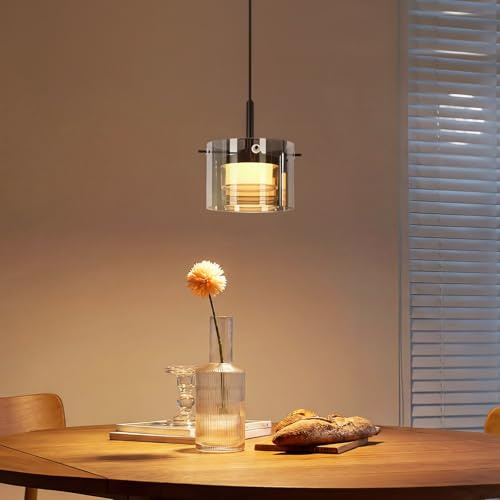 Kowanie Pendelleuchte Esstisch Hängelampe Glas - 1 Flammig Hängend | Esszimmerlampe 140cm LED Hängeleuchte Höhenverstellbar Hängelampe für Esszimmer Wohnzimmer Küche Schlafzimmer Flur