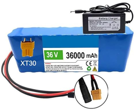 High Power Batterien 36V 36AH BMS Protection Board Hoverboard E-Scooter E-Bike PVC Asserdichter Akku High Power Batterien XT30,36V 36Ah