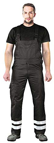 Leber & Hollman Herren Arbeits-Latzhose LH-Bister B, 65% Polyester 35% Baumwolle 270 g/m2, Taschen für Knieschoner, reflektierende Streifen an den Hosenbeinen
