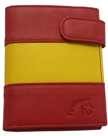 Cartera de Piel de Ubrique Bandera España trabilla 11cms Alto.x 8,5 Ancho x 1,5 Grosor