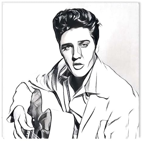 Startonight Leinwandbilder Schwarz und Weiß Elvis, Doppelansicht Überraschung Modernes Dekor Kunstwerk Gerahmte Wand Kunst Ursprüngliche Fertig zum Aufhängen 80 x 80 CM Einzigartiges Leuchtendes