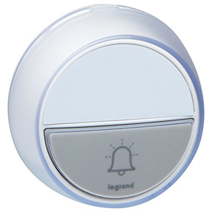 LEGRAND, Komfort Funktaster mit LED-Leuchtsignal zur Erweiterung des Komfort und Premium Funkklingel-Sets, Schutzart IP44, 094278