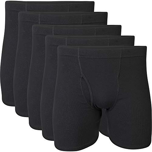 Gildan Herren Unterwäsche mit Verdecktem Bund, Boxershorts, Multipack Retroshorts, Schwarz (5er-Pack), Large