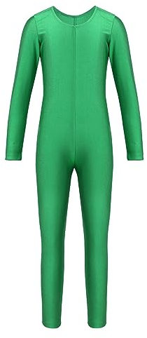 dPois Mädchen Ballettanzug Langarm Ballett Trikot Tanz Trikot Leotard Kinder Ganzkörperanzug Jumpsuit Lang Turnanzug Gymnastikanzug Overall Grün 122-128/7-8 Jahre