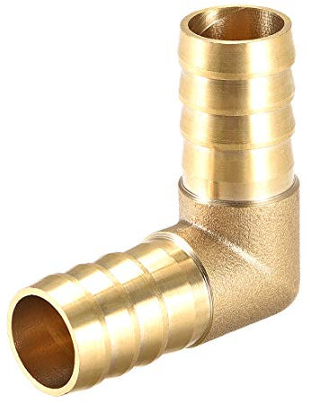 sourcing map 1 Piezas Conector Manguera de Lengüeta de Latón, 16mm Codo de Latón de 90 Grados, 90 grados Codo Espiga para Manguera