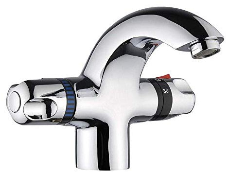 Robinet thermostatique Robinet de lavabo de salle de bain Robinet mitigeur monotrou Robinet de lavabo Robinet mitigeur d'eau chaude et froide-A