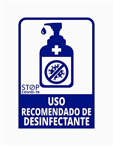 Aufkleber Empfohlene Verwendung für Desinfektionsmittel, 19,5 x 29 cm, Vorbeugung COVID-19, für Unternehmen als Schutzmaßnahme gegen Coronavirus - Schild Vorbeugung (Dunkelblau)