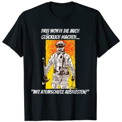 Feuerwehr Atemschutz Ausrsten Damen Herren T-Shirt, Klassisch, Schwarz, Unisex, Small, Sommer, Kurzarm, Crew-Neck, Text: Feuerwehr, Pullover, 1 Count, Polyester 100%