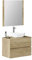 Baikal Mueble de Baño Onyx. Mueble MONTADO, Mueble 2 cajones. Mueble Baño con Lavabo. Mueble Suspendido. Armario de Pared. Lavabo Cerámico. Incluye Espejo. 80cm Nature.