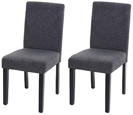 Mendler 2er-Set Esszimmerstuhl Stuhl Küchenstuhl Littau - Textil, anthrazitgrau, dunkle Beine