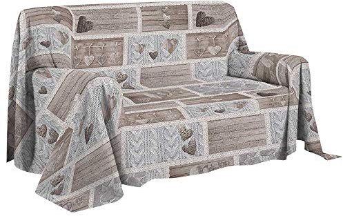 HomeLife - Überwurf für Sofa, bunt Gemustert, Shabby Chic [250 x 290 cm] - Mehrzweck-Überwurf aus Baumwolle - Granfoulard Tagesdecke Sommerdecke Doppelbett - Beige