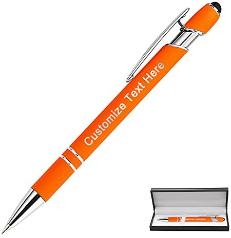 Bis zu 500 Stück Personalisiert Kugelschreiber mit Gravur Name Text Logo, Personalisierter Kugelschreiber Set Hochwertig Metall Stift mit Stylus für Geschenk Frauen Männer Hochzeit