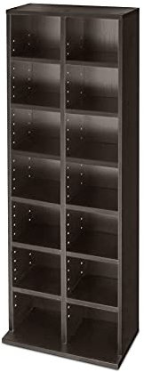 Lillyvale CD DVD Storage Unit Cabinet Furniture Bookcase Rack Tower Organizer Shelf Adjustable Living Room Office Wooden Media Blu Ray Video Games Up To 224 CD's (Brown)