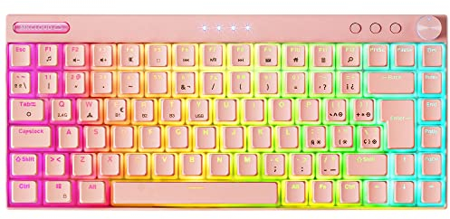 Mars Gaming MKCLOUD, Tastiera Meccanica Senza Fili RGB Rosa, Ultra-compatto 75%, Interruttore Outemu SQ PRO Rosso, Lingua Spagnolo + US