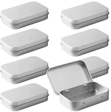 ZEOABSY 30 Pezzi Scatola di Metallo Latta, 95 x 60 x 21 mm, Argento Rettangolare Incernierato Lattine Mini Contenitori Tin Metallo Portatili per Casa Organizzatore Stoccaggio