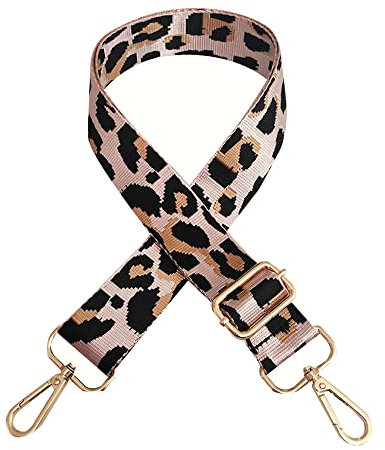 Wide Shoulder Strap Adjustable Replacement, DOTBUY-SHOP Leopard Print Bag Strap with Metal Swivel Hooks for Unisex Purse, Handbag Belt Crossbody Shoulder Bag Canvas Bag (Pink,One Size)