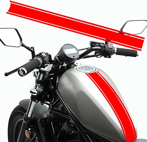 Aufkleber für Tankdeckel für Motorrad, Universal, Motorrad, Racing Body Side Stripe Decal Vinyl Modifiziert Streifen Pinstripe Decal Dekoration für die meisten Arten von Motorrädern, Rot
