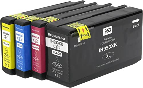 OBV Kompatibel 4X Druckerpatrone ersetzt HP 953XL 3HZ52AE für HP OfficeJet Pro 7720 7730 7740 8210 8216 8218 8710 8715 8718 8719 8720 8725 8730 8740 - schwarz,Cyan,Magenta,gelb