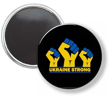 Button Mit Magnet - Ukraine Strong - Ukraine - NICHT FÜR Kleidung, 58mm, Kunststoff