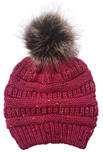 AUNEVN Winter Warme Mütze Warme Winter Outdoor Mützen Damen Strickmütze Panther Cap Snapback/Hot Pink/One Size