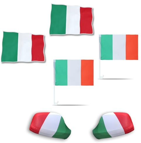 Sonia Originelli Fanset Fanartikel Fahnen für das Auto Spiegelfahnen Fensterfahnen Sticker WM EM, Farbe: Italien