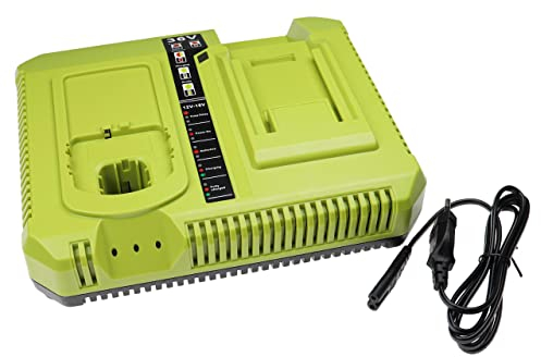 vhbw Dual-Ladegerät kompatibel mit Ryobi 40V 20 IN Brushless, 40V 500 CFM Jet Fan Werkzeug/Rasenmäher NI-Cd, NiMH, Li-Ion-Akkus