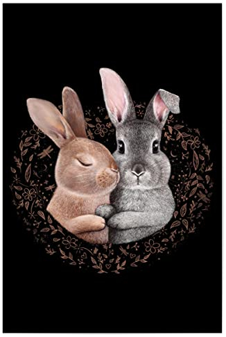 artboxONE Poster 45x30 cm Floral Hasenliebe hochwertiger Design Kunstdruck - Bild Ostern Blumen blätter