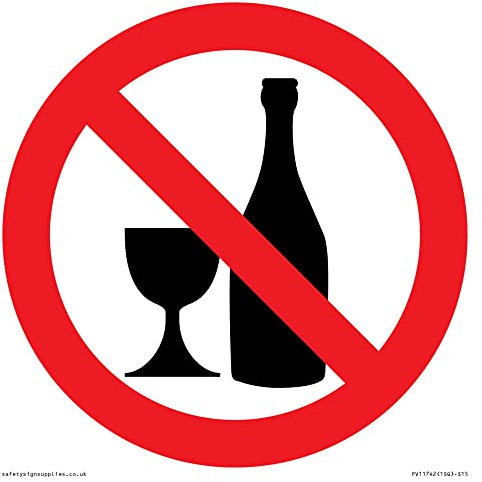 Panneau d'interdiction : interdiction d'alcool – 150 x 150 mm – S15