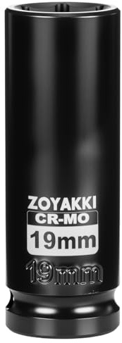 ZOYAKKI 1/2 Drive 19mm Deep 6 Pt CR-MO Metric Impact Socket for Axle Nuts