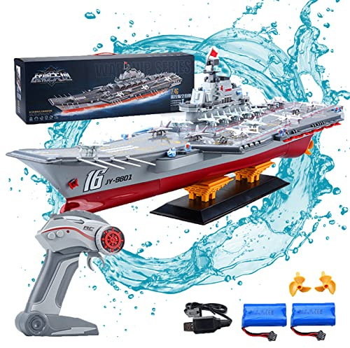 YGWXYYZJ 2023 2.4G Remote Control Boat 4WD Military Remote Control Model Battleship with Rechargeable Battery Cannon Giant Ship Display Ornaments Toy for Swimming In Pools and Lakes (68 * 19 * 18cm)