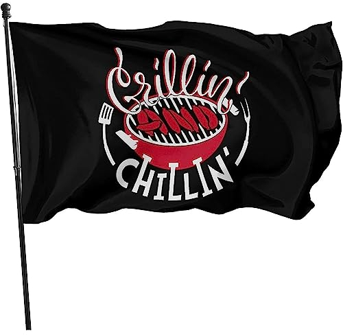 Hofflagge Chillen Und Grillen Im Sommer Bbq 90X150Cm Outdoor Sign Perfekte Dekorative Fahnen With Metal Grommets Lawn Sign Décor Für Porch Lawn Yard