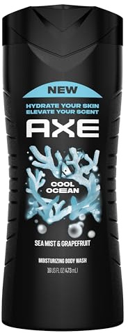 AXE Cool Ocean Men's Body Wash With Essential Oils 12H Refreshing Scent Body Wash For Men, Clean and Fresh Scent 16 oz
