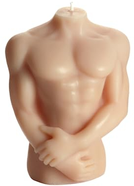 Dekohelden24 Hochwertige Kerze aus Sojawachs als Männerkörper, Mars-Figur, Nude-Farben, Größe: L/B/H ca. 6 x 9 x 12 cm