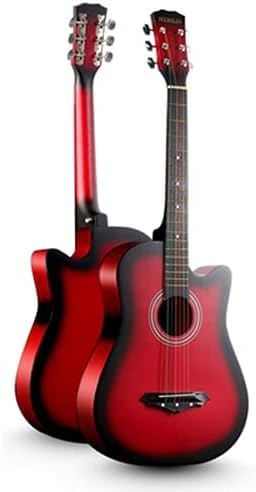 Akustikgitarren mit Gitarre für Anfänger, Volkspraxis, Holzgitarre, geeignet für Anfänger, männliche und weibliche Studenten (Größe: 96,5 cm, Farbe: Rot)