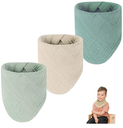 Winter-Herbst geeignet Musselin Halstuch Lätzchen Schal Dreiecktuch für Babys und Kleinkind Schal für Babys und Kleinkind, 3-er Sets (Grün)