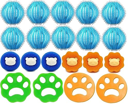 20 Piezas Depiladora de Mascotas, Recogedor de Pelo para Mascotas, Removedor de Pelusas Reutilizable, Bolas de Lavado, Recogedor de Pelo para Ropa, Perro, Gato, Removedor de Pelo para Mascotas