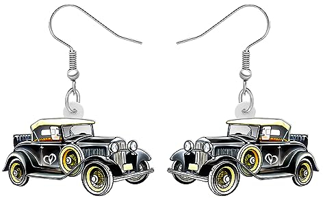 RAIDIN Süße Acryl Klassische Schwarze Auto-Ohrringe für Damen Mädchen Vintage Auto baumeln Tropfen Haken Ohrringe Schmuck für Geschenke (Auto B)