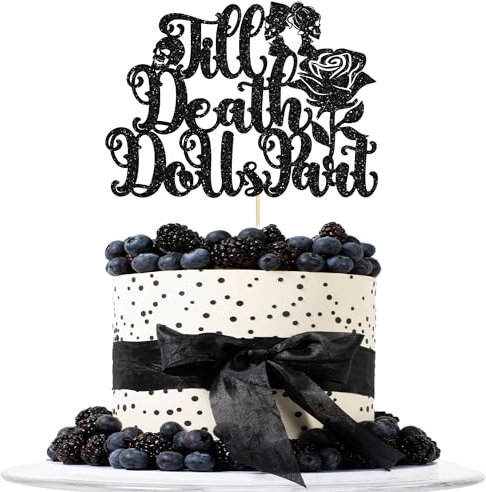 1 Stück Till Death Do Us Part Cake Topper Schwarz Glitzer Happy Halloween Kuchen Topper Dekorationen Halloween Thema Geburtstag Party Kuchen Dekorationen Supplies