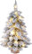 KULSUM 45CM Pre-Lit Snow Flocked Mini Tabletop Christmas Tree with LED Lights Wood Base for Home Office Bar Table Desk Christmas Party Decor (1 Pack)