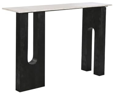 Home ESPRIT Console Blanc Noir Marbre Bois de Manche 117 x 31 x 77 cm
