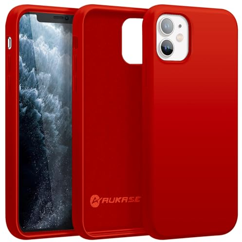 AUKASE Silikon Case für iPhone 11 Hülle (6.1), Premium Silikon Handyhülle, weichem Mikrofaser-Innenfutter stoßfestes,erhöhter Rand für Bildschirm & Kamera Kompatibel mit iPhone 11 (Rot)