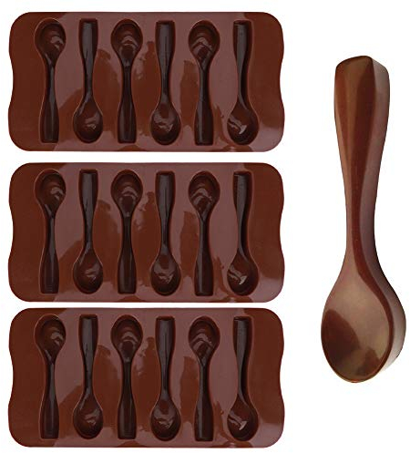 Silicone Chocolate Moulds, 3Pcs DIY Non Stick Silicone Spoon Shaped Cake Chocolate Baking Mould Reusable Baking Moulds Kitchen Utensils