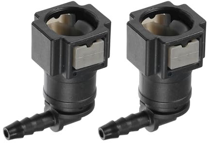 A ABSOPRO Car Fuel Line Hose Quick Release Connector 90 Degree 5/16 7.89mm SAE to 3/16 4mm Disconnect Hose Plastic Gray (Set of 2)