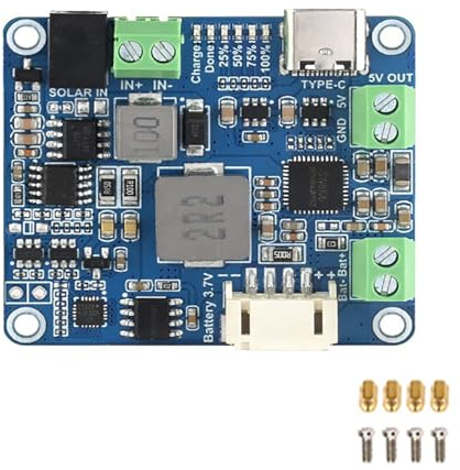 Coolwell Solar Power Manager Module for Raspberry Pi/Jetson Nano/Arduino, 5V/3A Output, Type-C Power Adapter or 6V-24V Solar Panel, MPPT Function, Multi Protection Circuits