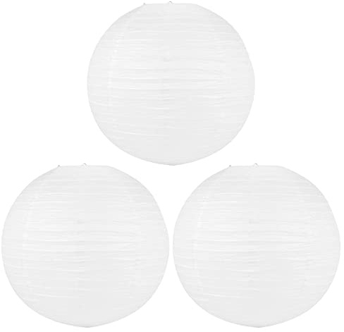 Evenden Lot de 3 abat-jours en papier japonais chinois pour fête, mariage - 50 cm (20) - Blanc crème