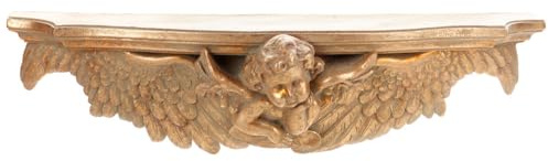 PALAZZO INT Palazzo Lup133 Console murale antique en forme de tête d'ange Style baroque Doré 45 cm