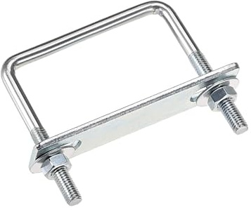 TA-VIGOR 4 sets M6 Square U-Bolts, 60mm Inner Width 65mm Length Steel U-Bolts with Nut, Plate, Washer for Attaching Piping Conduit Cable Tube Brackets Boat Trailer