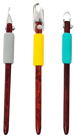 SWTHM 3-teiliges Tonskulpturen-Schnitzschaber, Holzbandschneider, lufttrocknender Ton-Werkzeug mit rutschfestem Griff, Töpferei-Werkzeug-Set für Textur, Präzisionsschnitzerei, Blumenschnitzerei